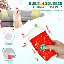 Load image into Gallery viewer, PUHOHUN Christmas Plush Dog Toys for Large Chewers Drink Shape Squeaky Dog Toy Stuffed Interactive Dog Toy Gifts for Dog Birthday Durable Chew Toy for Small Medium Large Dog
