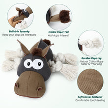 Load image into Gallery viewer, PUHOHUN Squeaky Dog Toys for Large Chewers Dog Toys with Crinkle Paper and Squeaker (Umber, Donkey)
